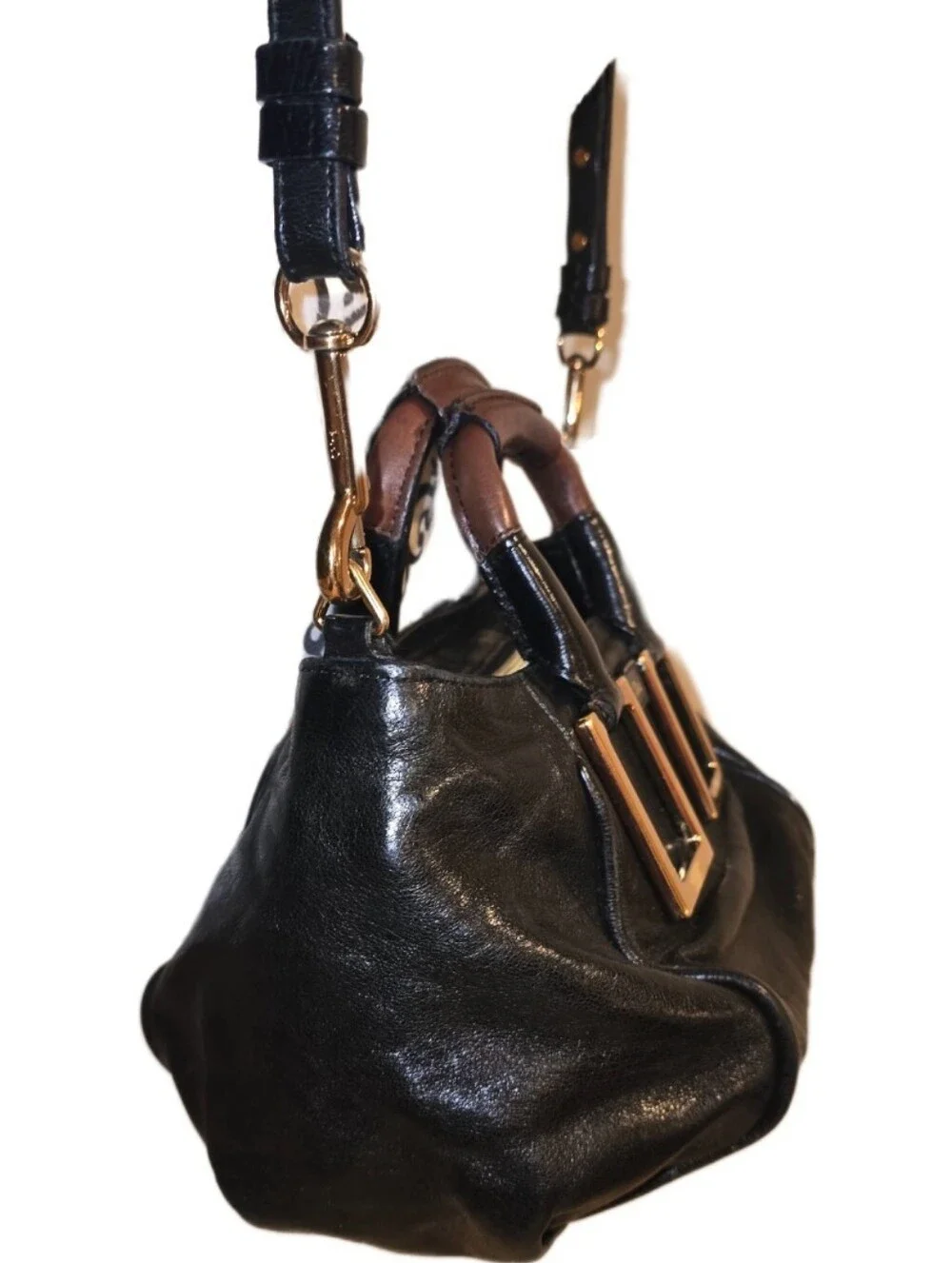 Chloe Etel 2way Mini Black Leather Satchel Crossbody Bag